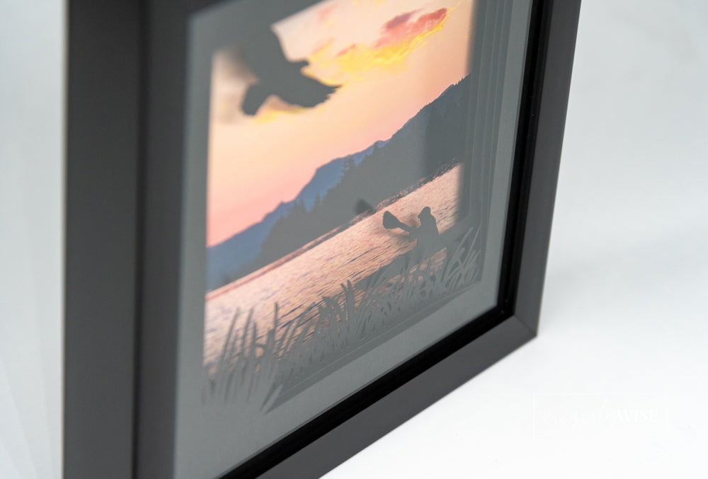 Sunset Kayaker Shadow Box Art Print