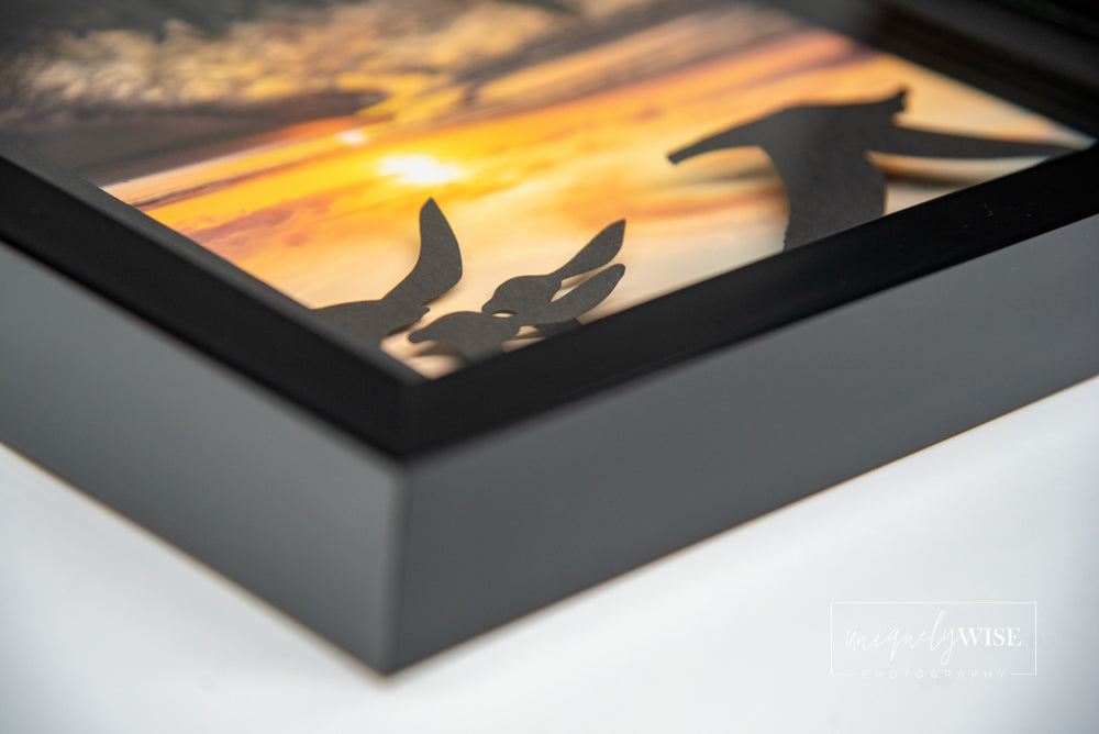 Sunset Seagulls Shadow Box Art Print