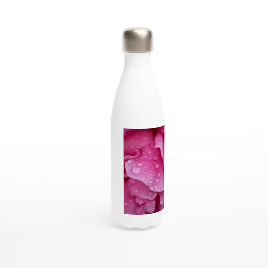 Pink Petals White 17oz Stainless Steel Water Bottle